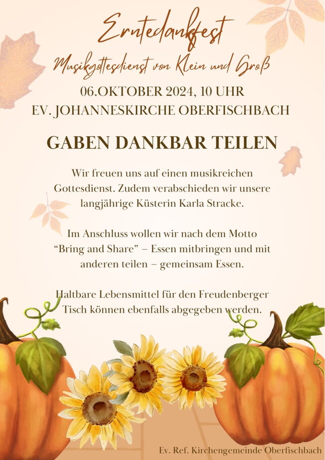 Erntedank-Gottesdienst mit Paul Gerhard Loos