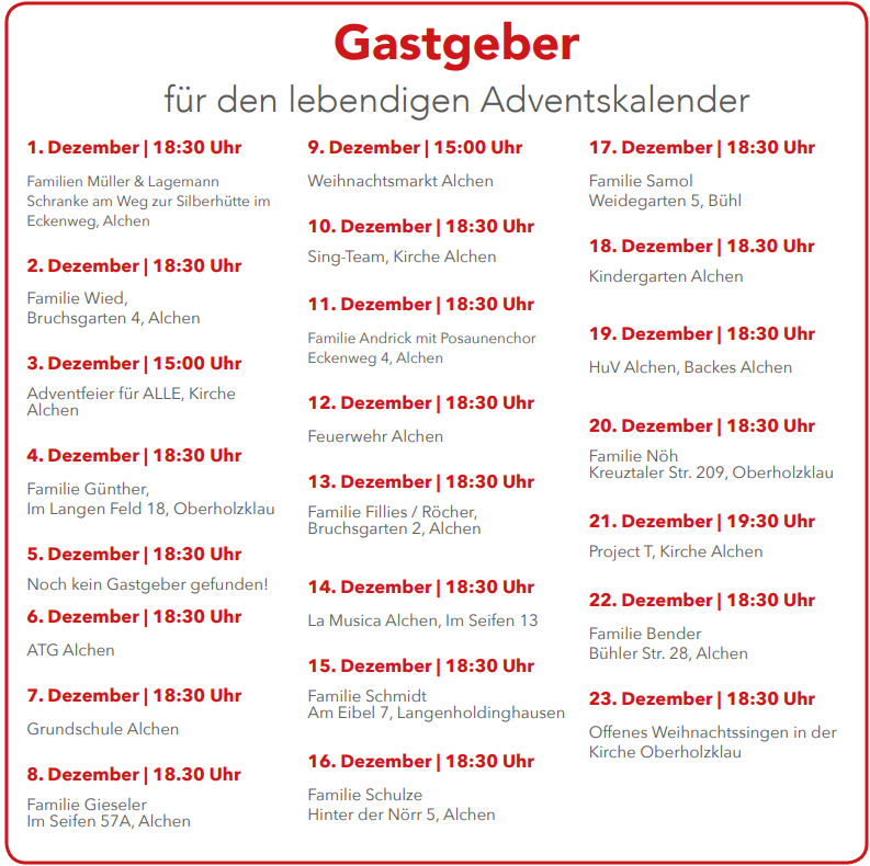 Lebendiger Adventskalender 2023