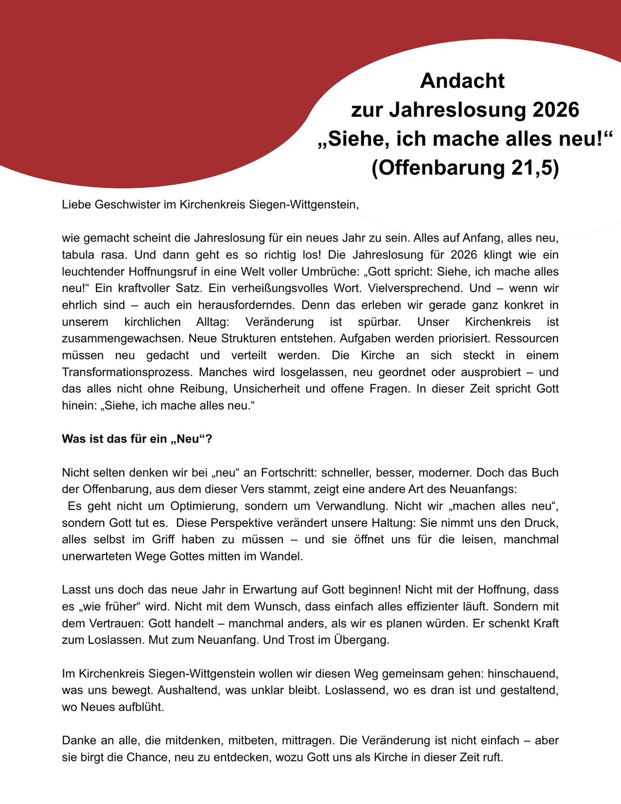 Jahreslosung 2026; Andacht